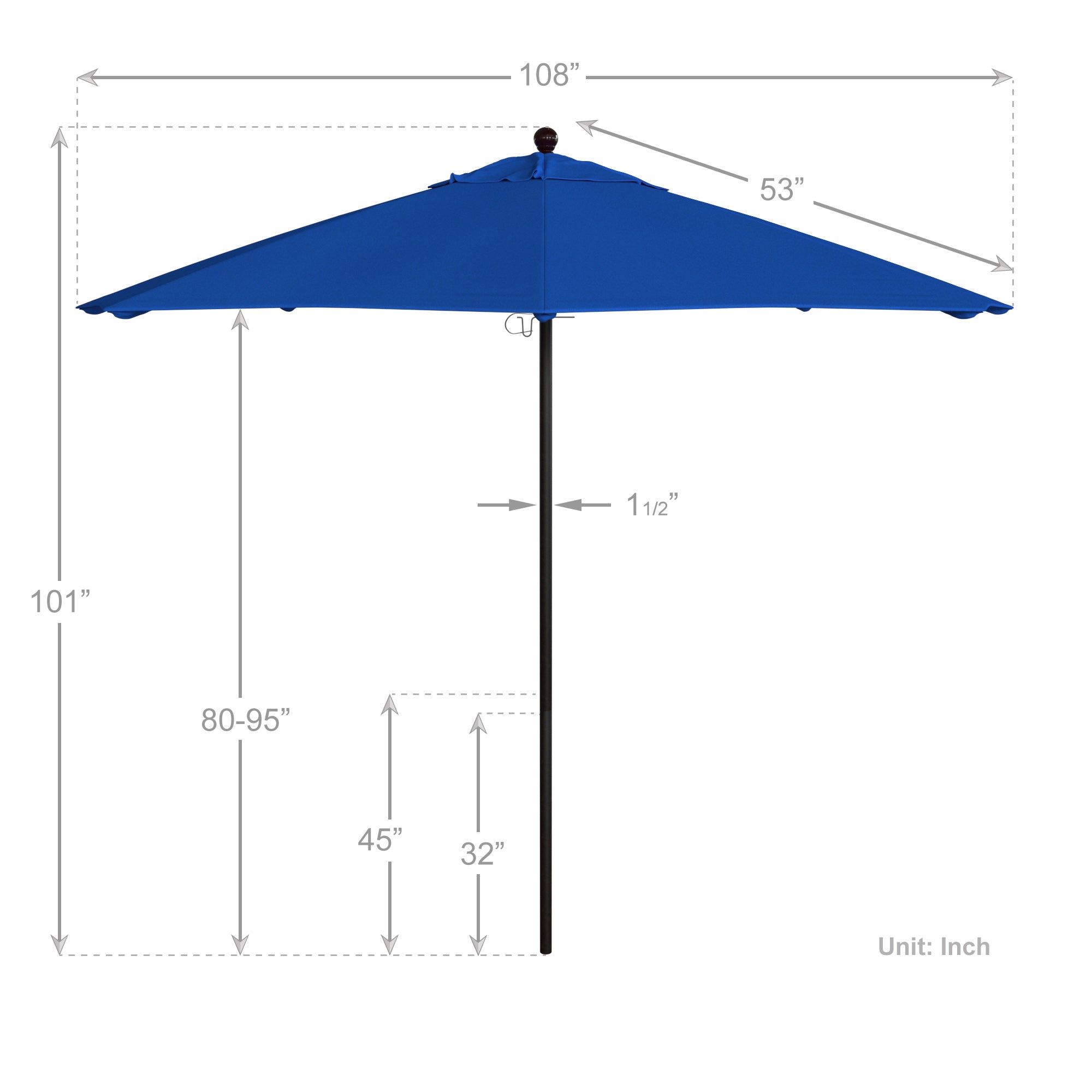 9' Venture Series Patio Umbrella - Sunbrella Fabric