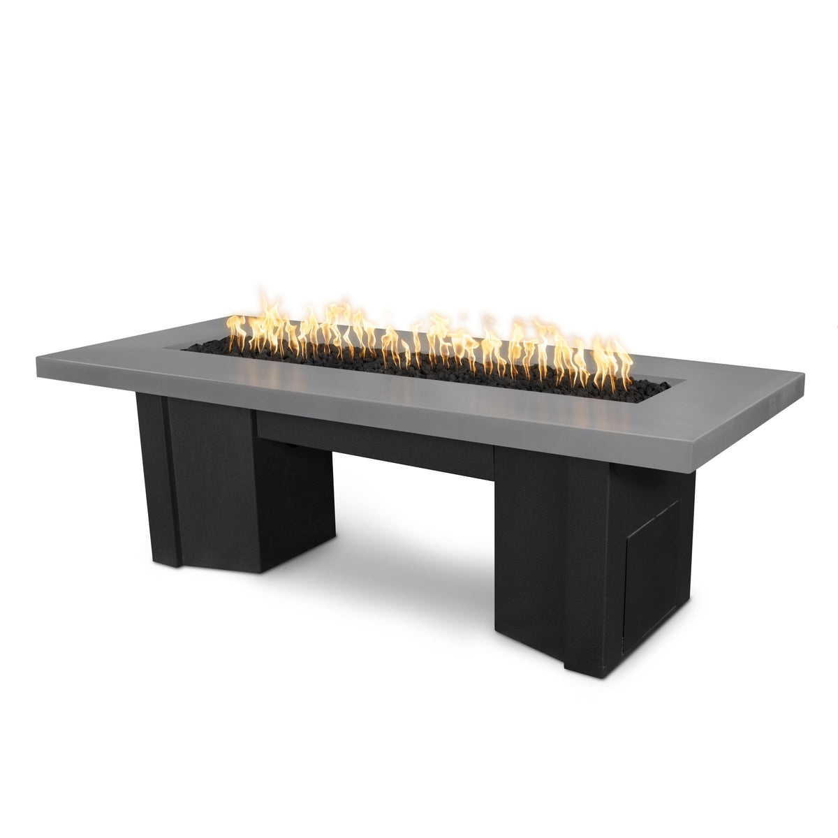 The Outdoor Plus Alameda Fire Table - Black Base Natural Gray Top
