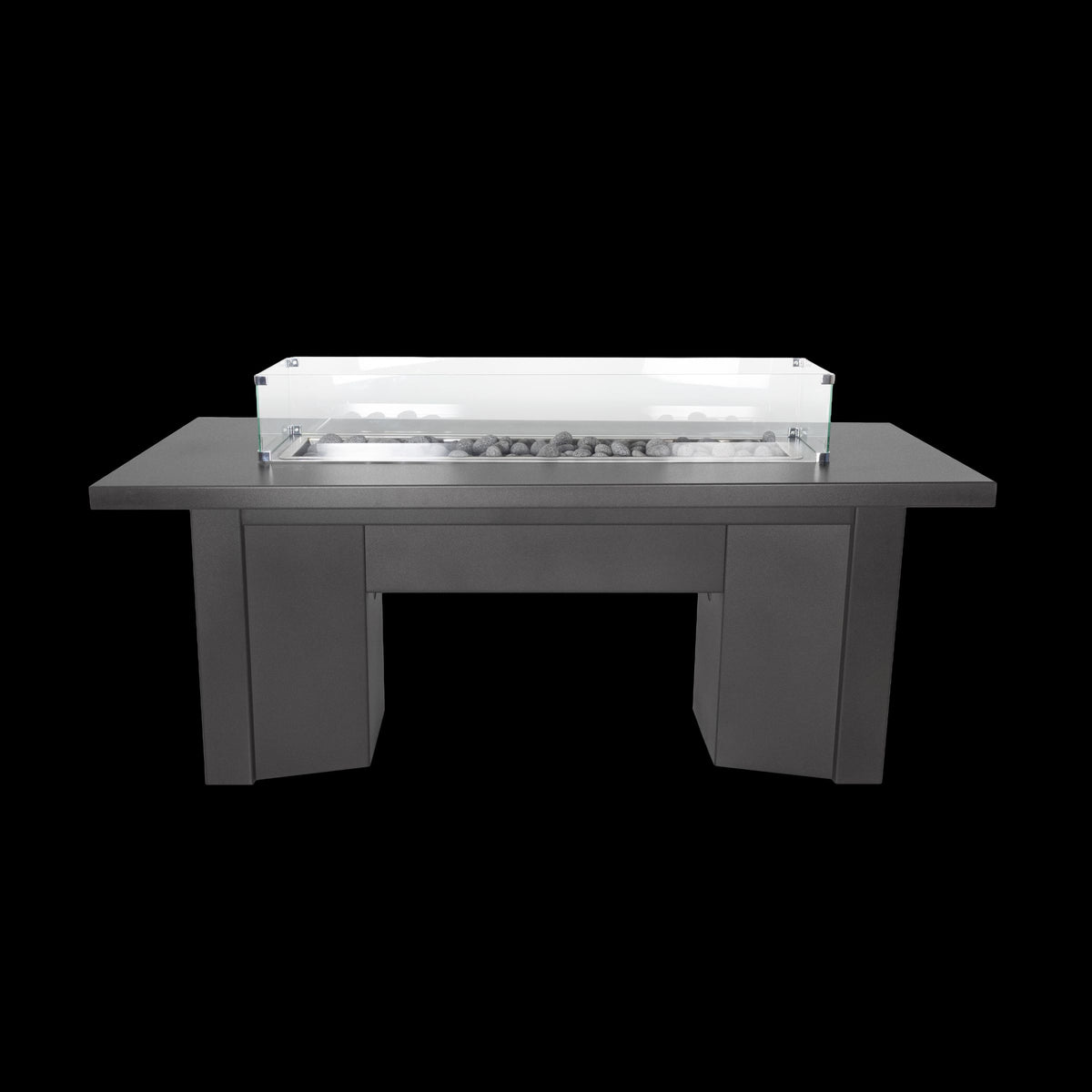 The Outdoor Plus Alameda powder-coated fire table in Black Vein
