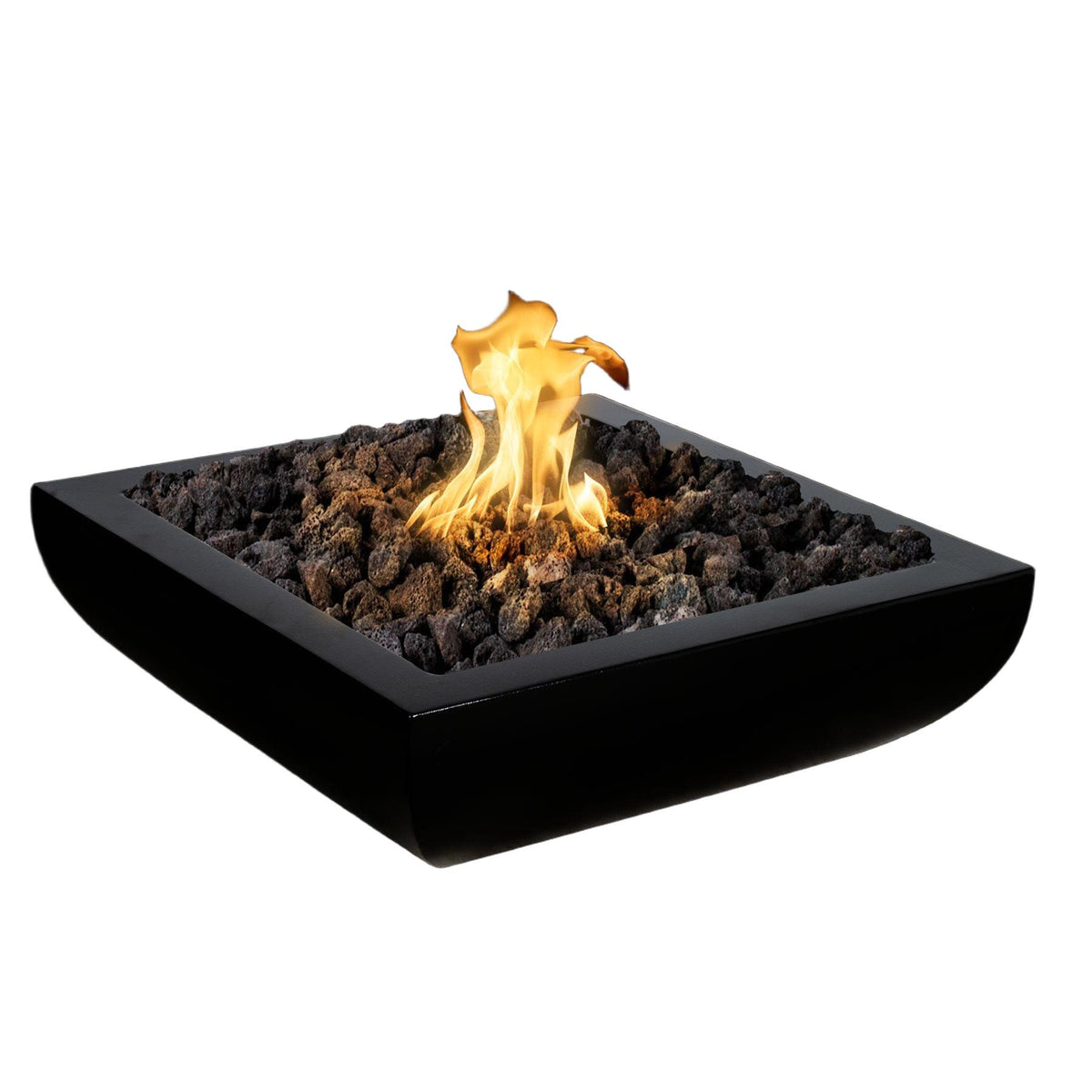 The Outdoor Plus Avalon powder coated metal fire bowl in Black