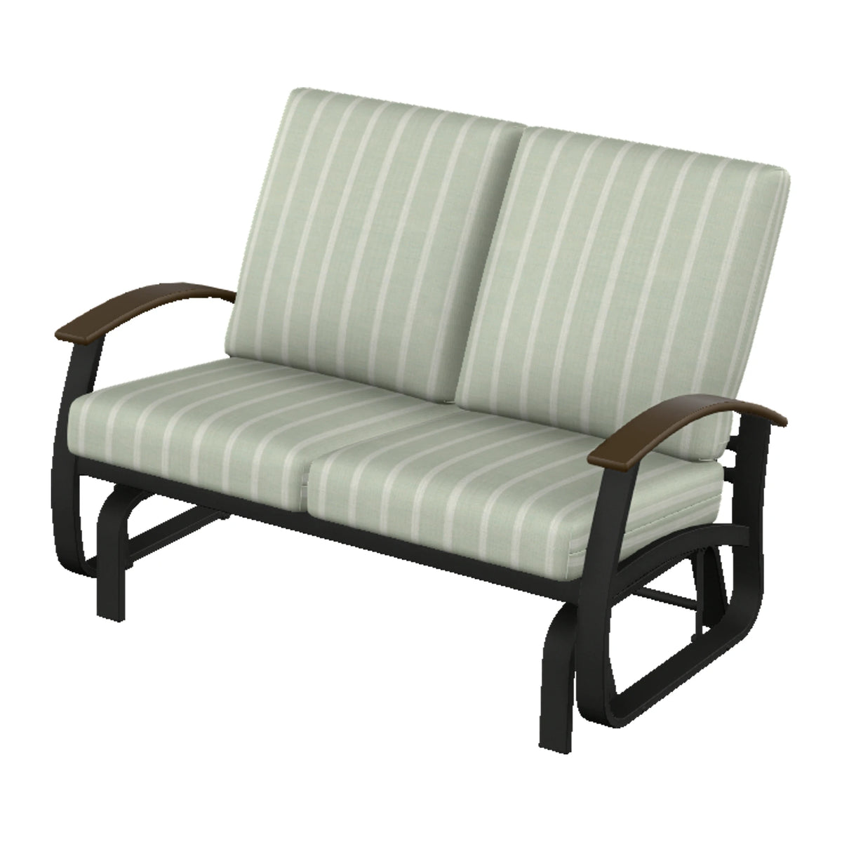 Belle Isle Cushion Loveseat Glider — Black PC / Kona Accents