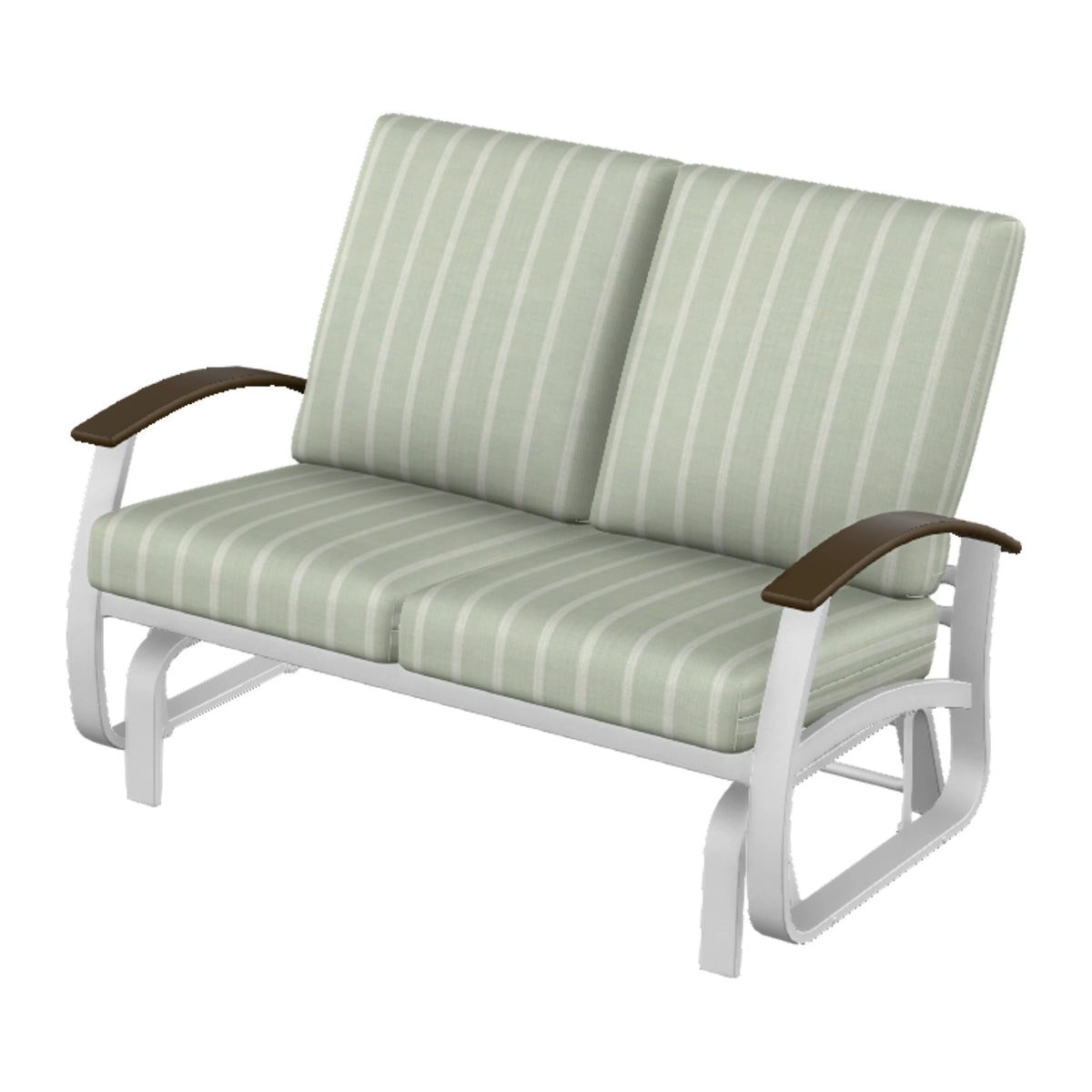 Belle Isle Cushion Loveseat Glider — White Txt PC / Kona Accents