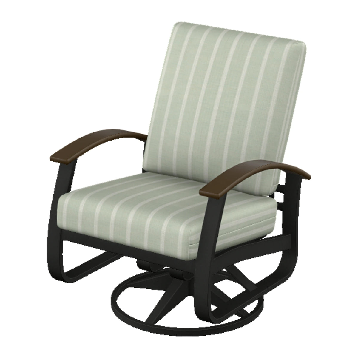 Belle Isle Cushion Swivel Rocker — Black PC / Kona Accents