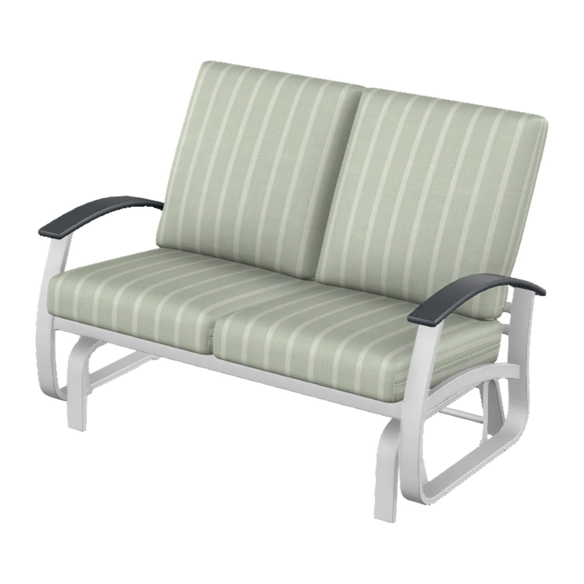Belle Isle Cushion Loveseat Glider — White Txt PC / Graphite Accents