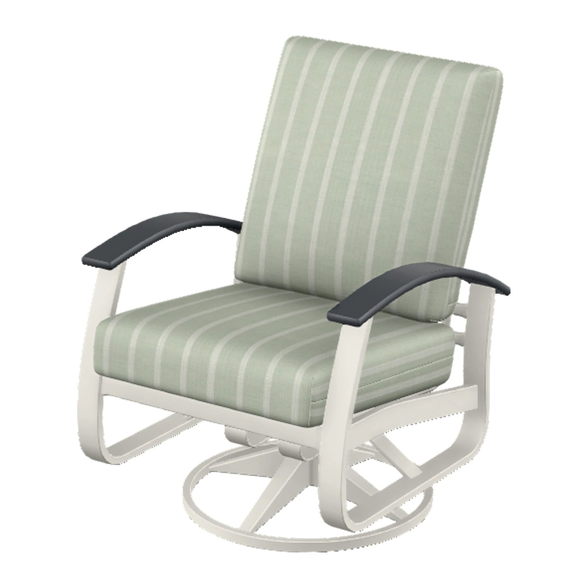 Belle Isle Cushion Swivel Rocker — Snow PC / Graphite Accents