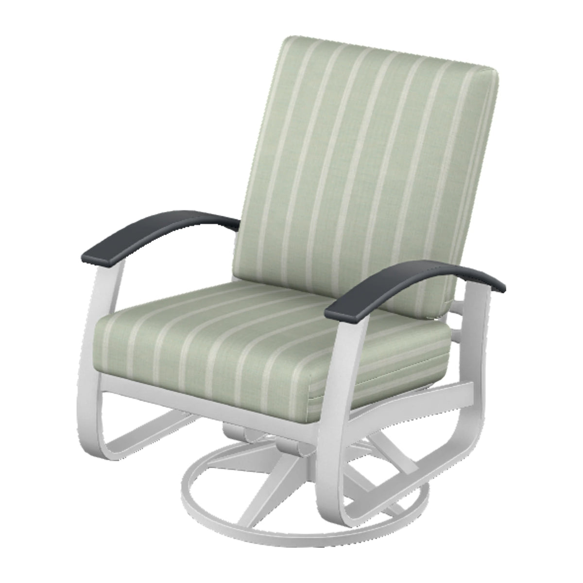 Belle Isle Cushion Swivel Rocker — White Txt PC / Graphite Accents