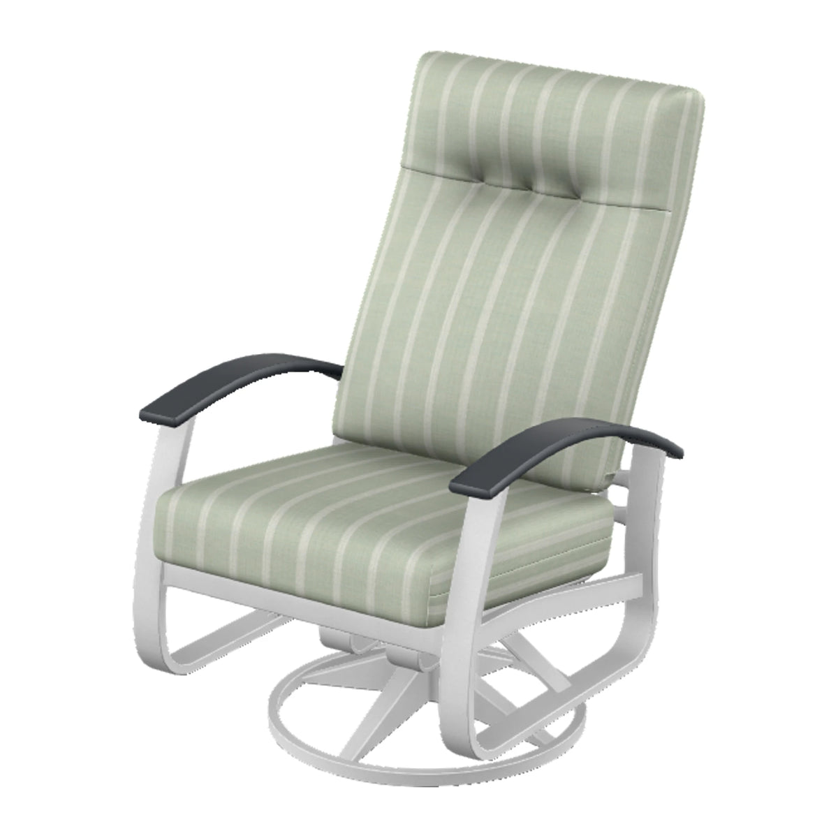 Belle Isle Cushion Supreme Height Swivel Rocker — White Txt PC / Graphite Accents
