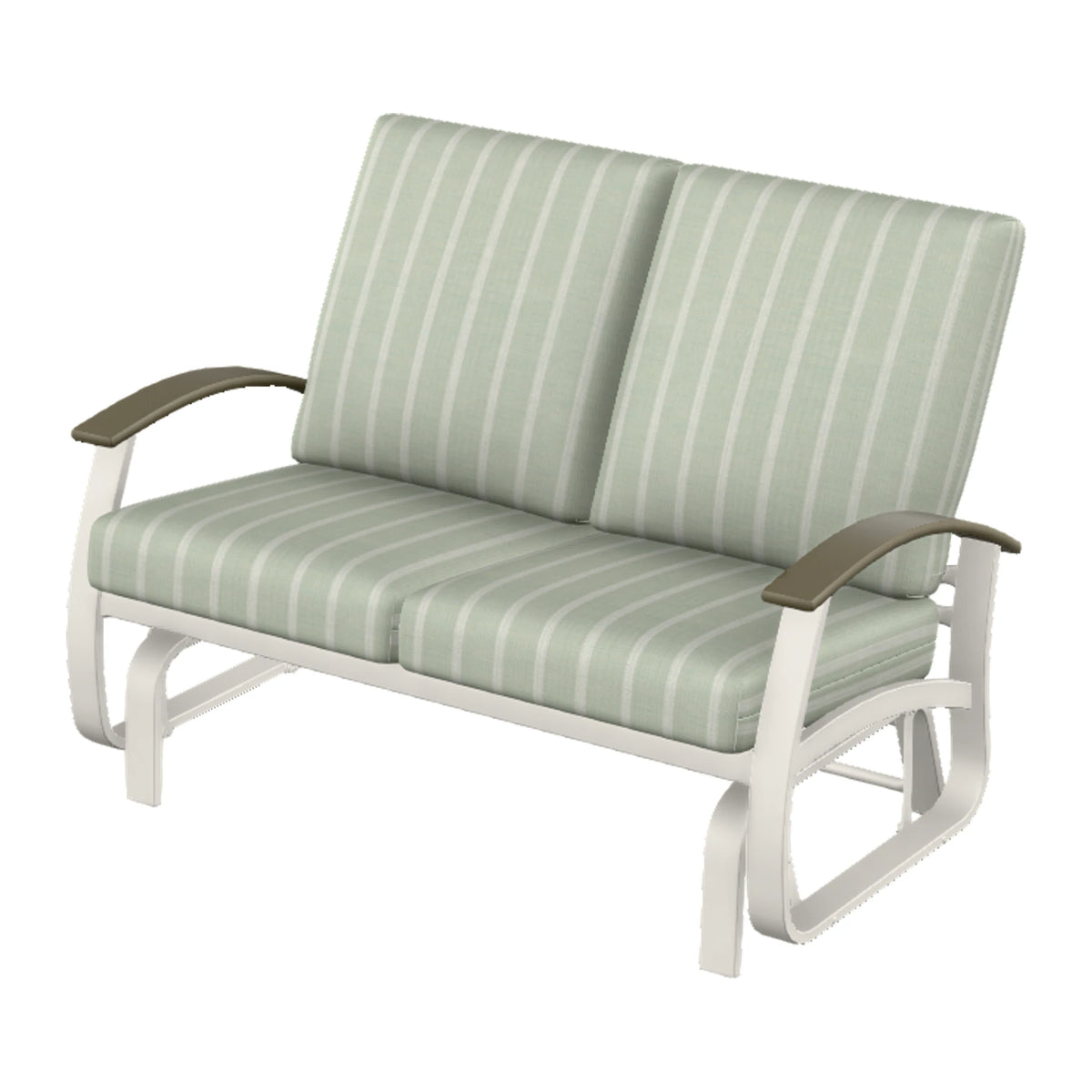 Belle Isle Cushion Loveseat Glider — Snow PC / Beachwood Accents