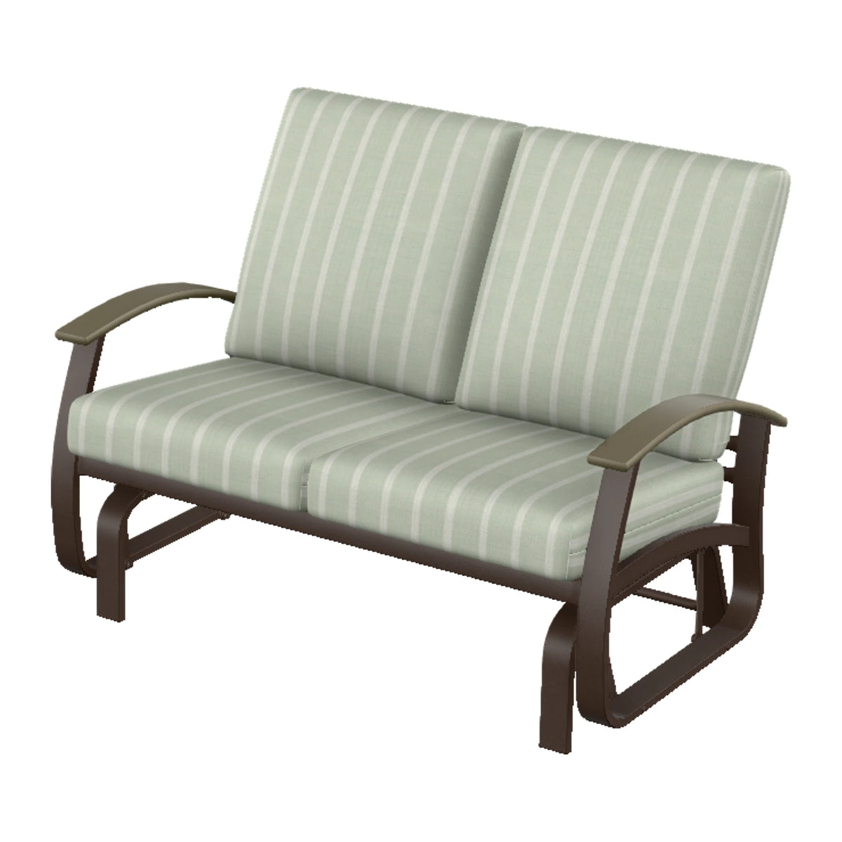 Belle Isle Cushion Loveseat Glider — Kona PC / Beachwood Accents