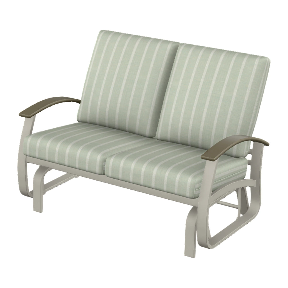 Belle Isle Cushion Loveseat Glider — Warm Grey PC / Beachwood Accents