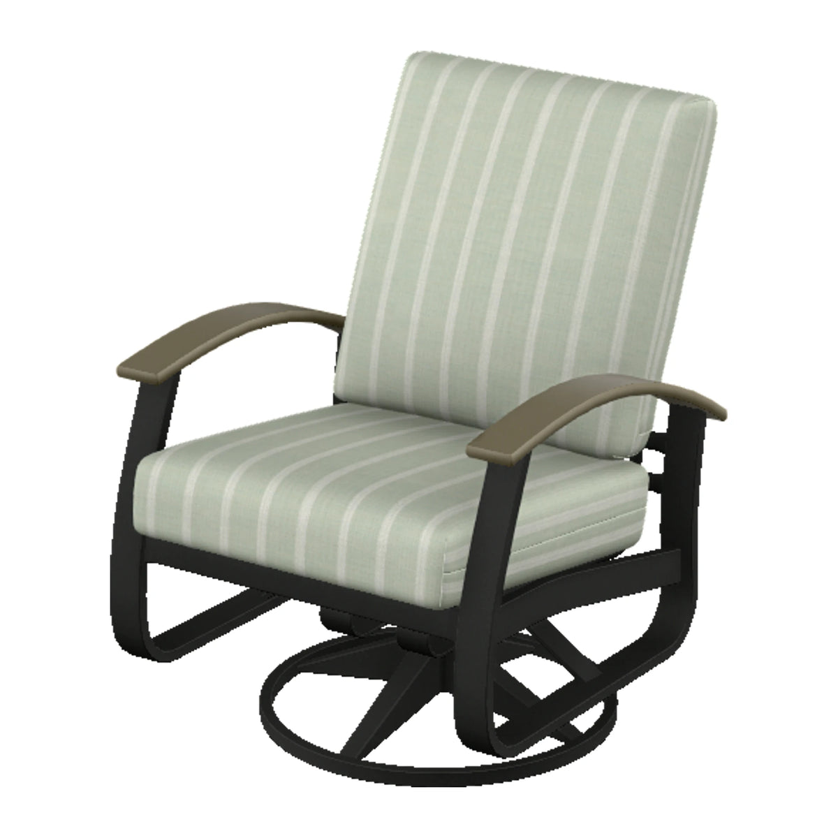 Belle Isle Cushion Swivel Rocker — Black PC / Beachwood Accents