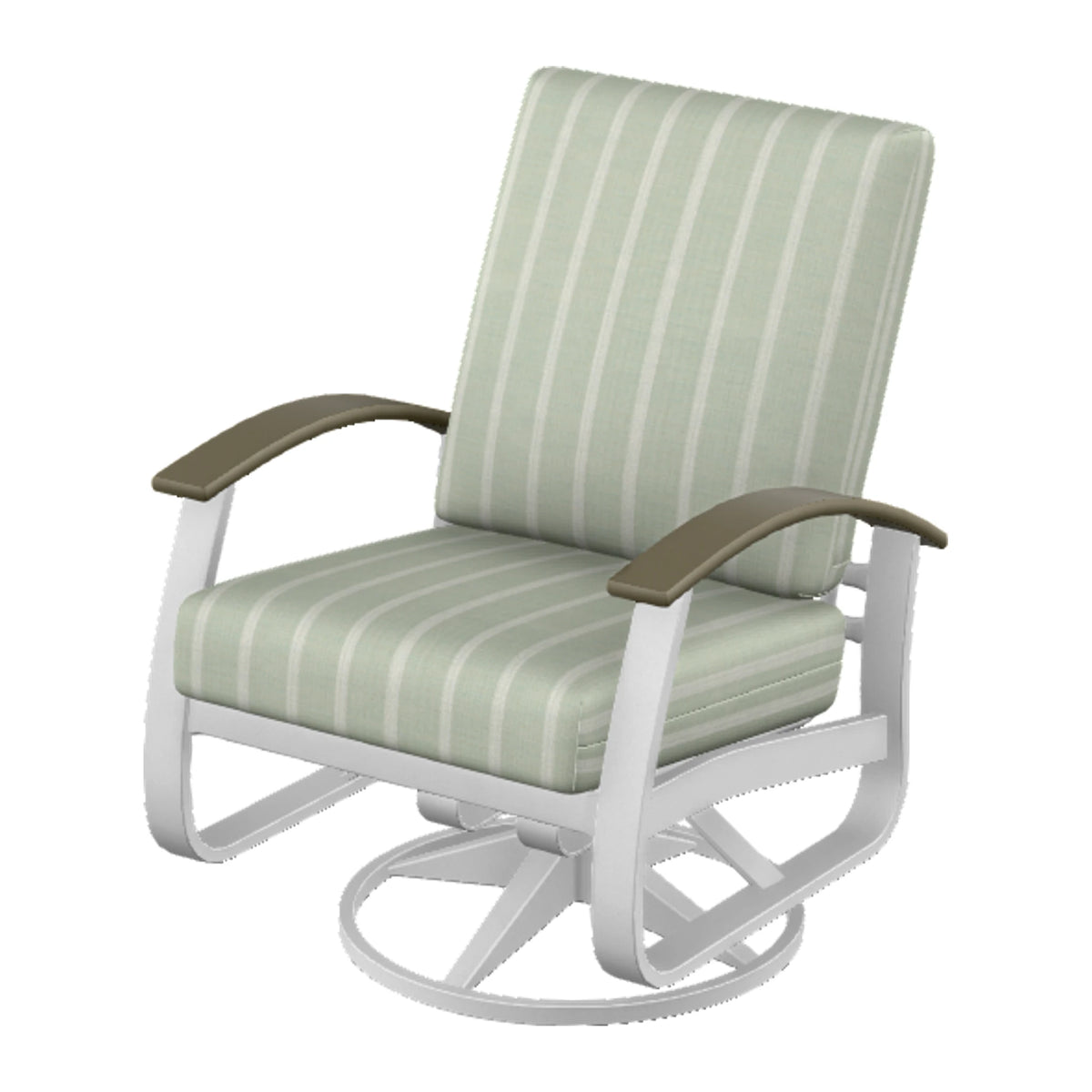 Belle Isle Cushion Swivel Rocker — White Txt PC / Beachwood Accents