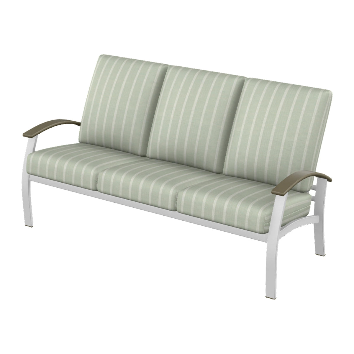 Belle Isle Cushion Sofa — White Txt PC / Beachwood Accents