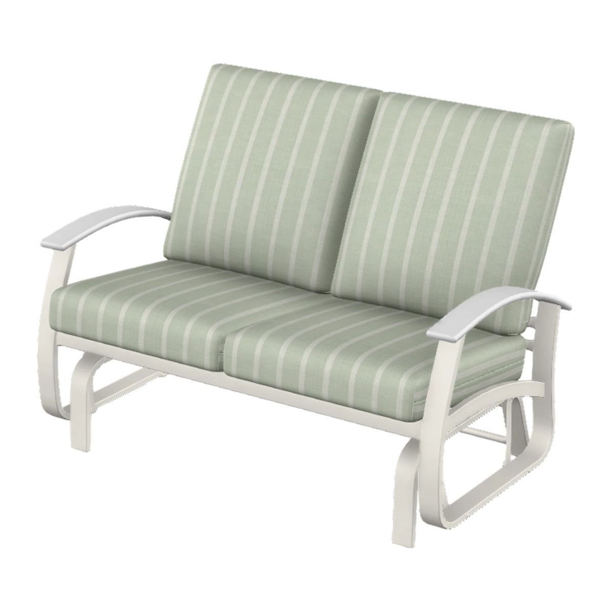 Belle Isle Cushion Loveseat Glider — Snow PC / Snow Accents