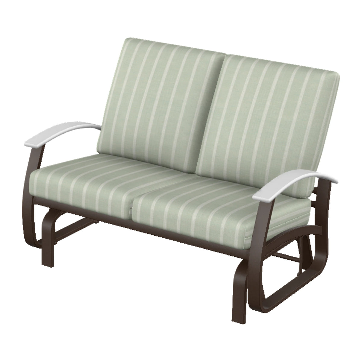 Belle Isle Cushion Loveseat Glider — Kona PC / Snow Accents