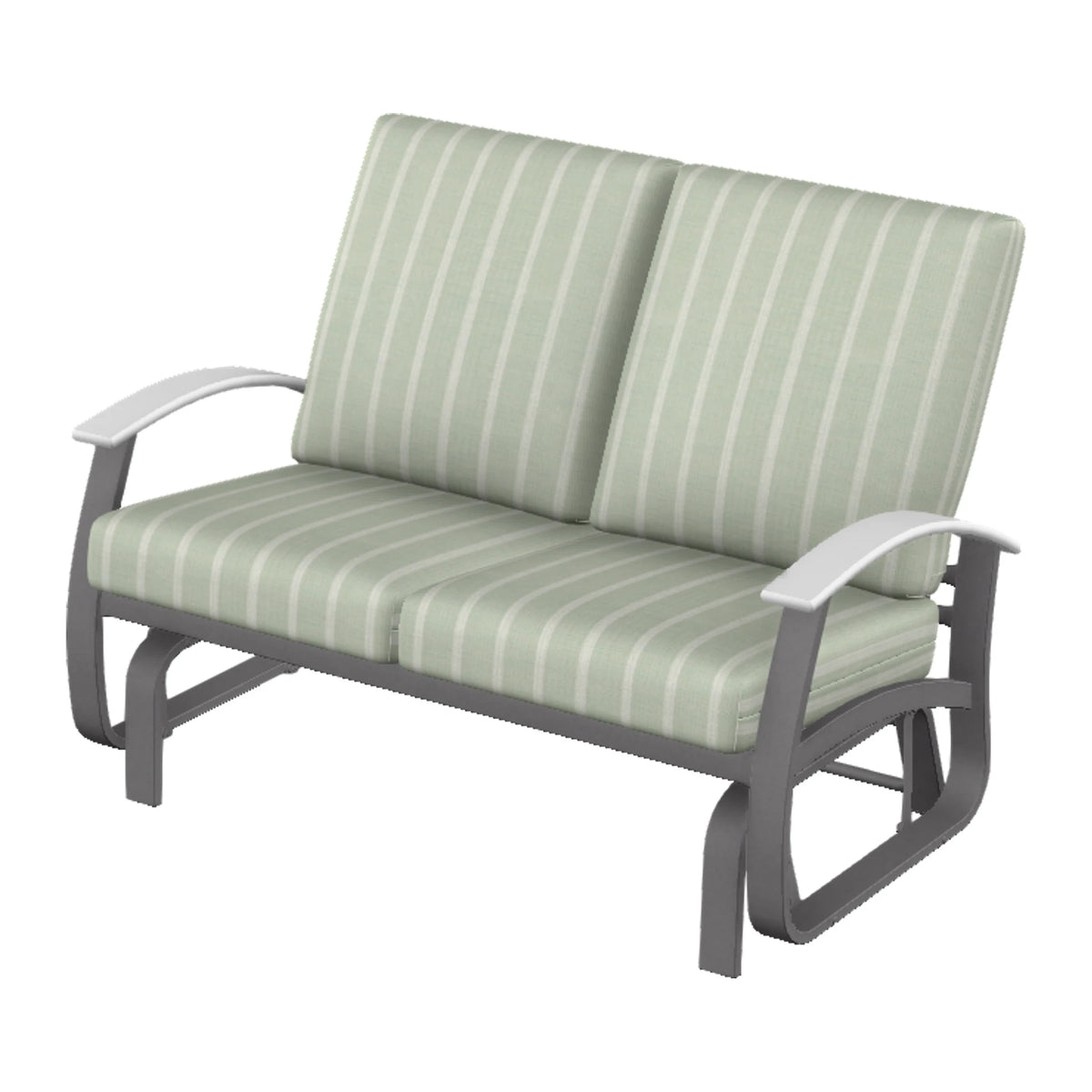 Belle Isle Cushion Loveseat Glider — Graphite Txt PC / Snow Accents