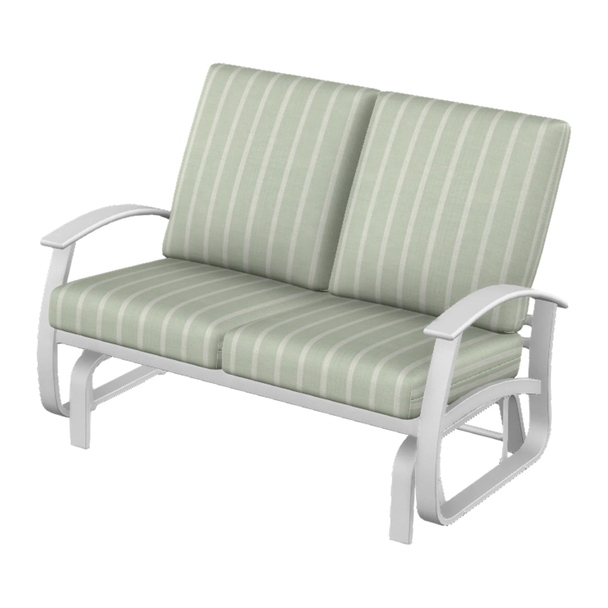 Belle Isle Cushion Loveseat Glider — White Txt PC / Snow Accents