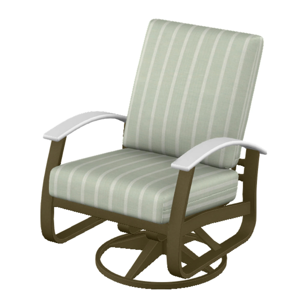 Belle Isle Cushion Swivel Rocker — Beachwood PC / Snow Accents