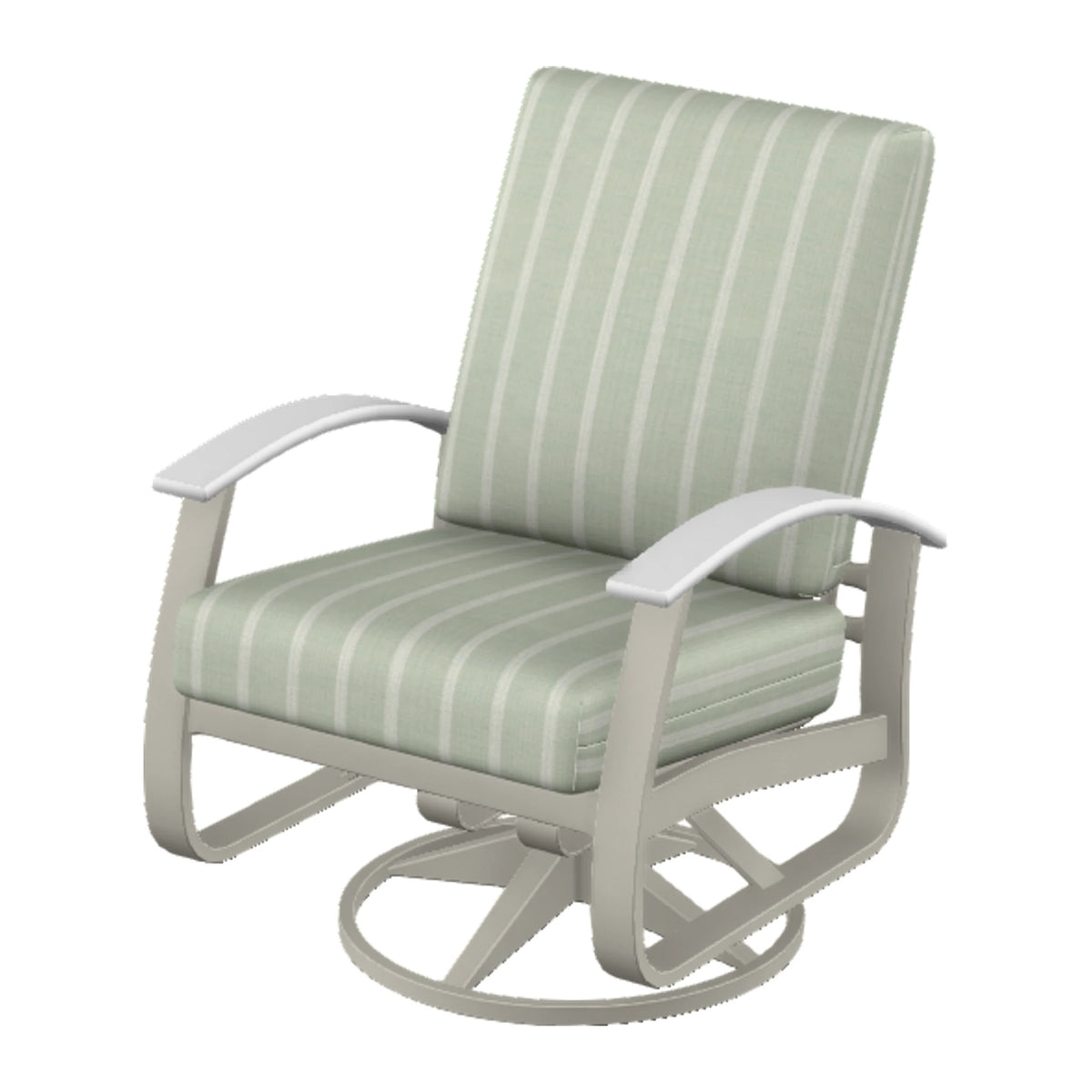 Belle Isle Cushion Swivel Rocker — Warm Grey PC / Snow Accents