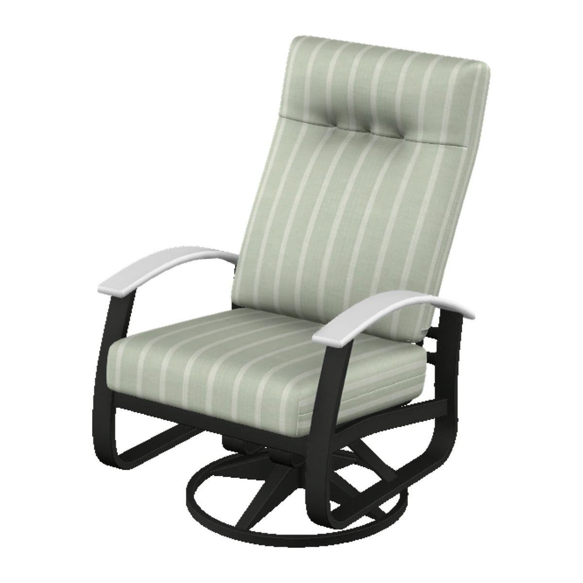 Belle Isle Cushion Supreme Height Swivel Rocker — Black PC / Snow Accents