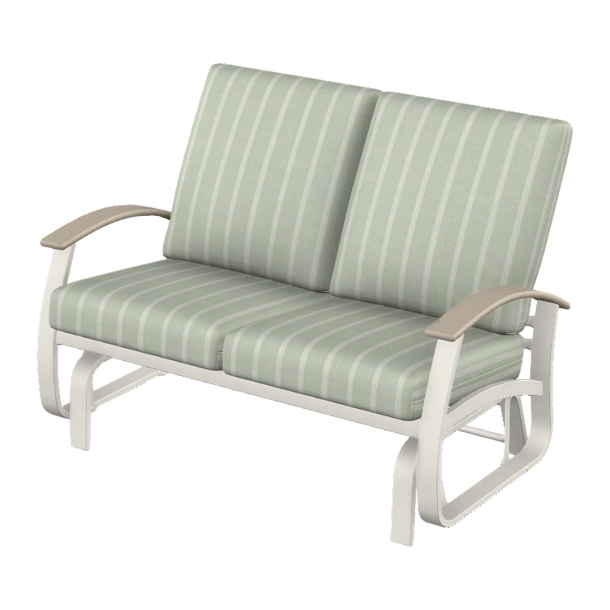 Belle Isle Cushion Loveseat Glider — Snow PC / Desert Accents