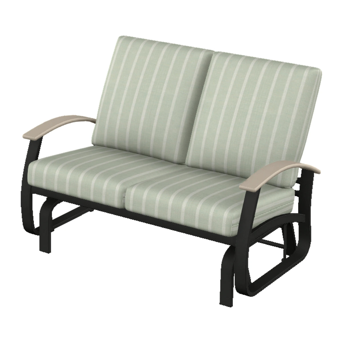 Belle Isle Cushion Loveseat Glider — Black PC / Desert Accents
