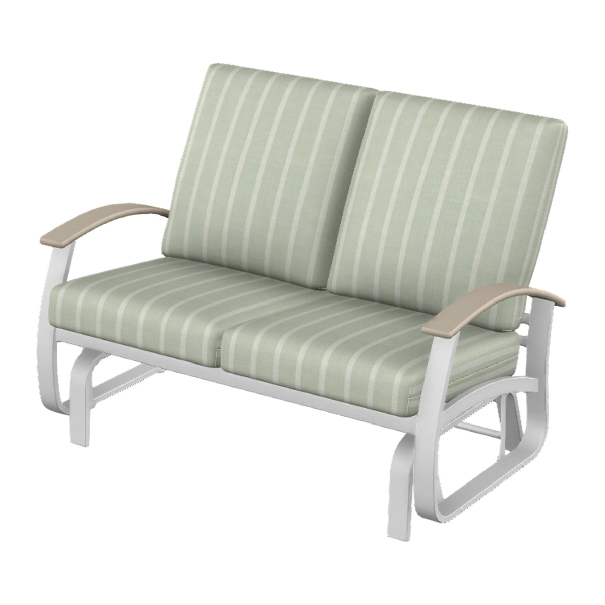 Belle Isle Cushion Loveseat Glider — White Txt PC / Desert Accents
