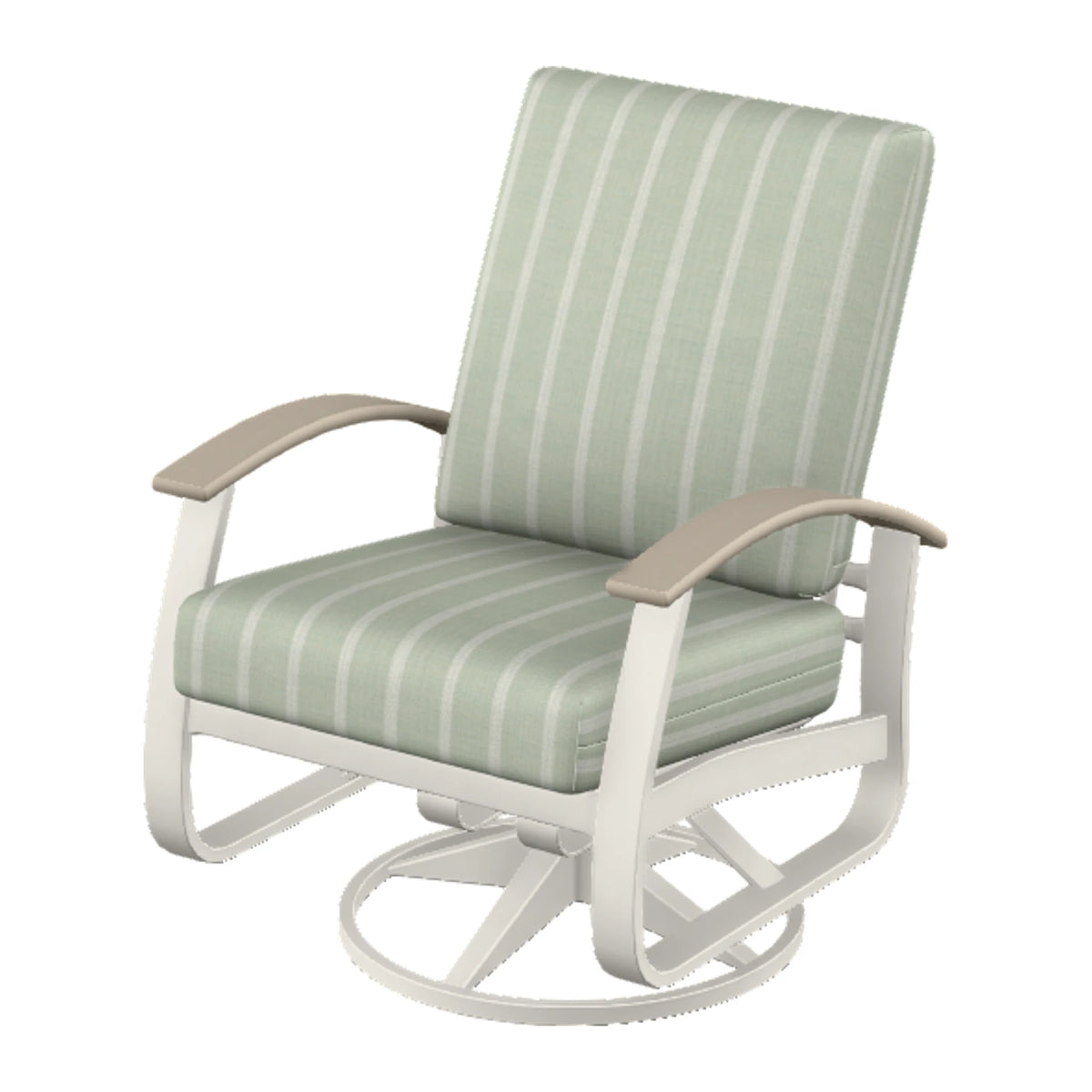 Belle Isle Cushion Swivel Rocker — Snow PC / Desert Accents