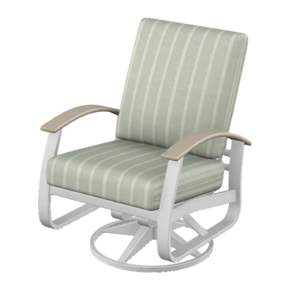 Belle Isle Cushion Swivel Rocker — White Txt PC / Desert Accents