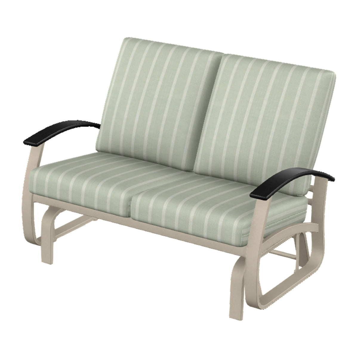 Belle Isle Cushion Loveseat Glider — Desert Sand PC / Black Accents