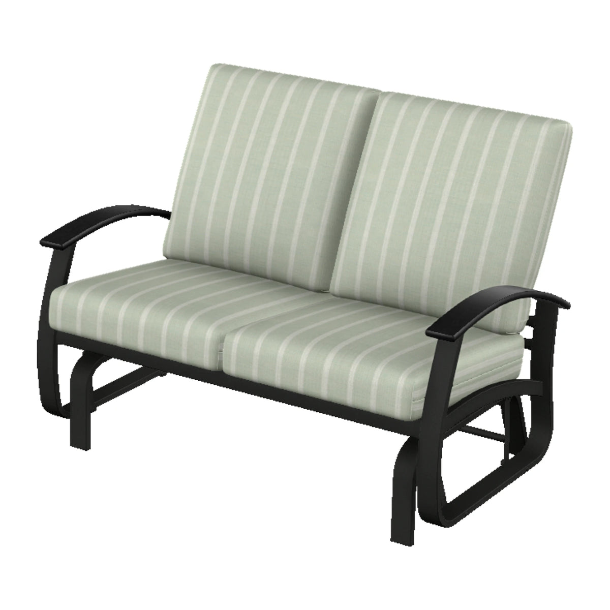 Belle Isle Cushion Loveseat Glider — Black PC / Black Accents