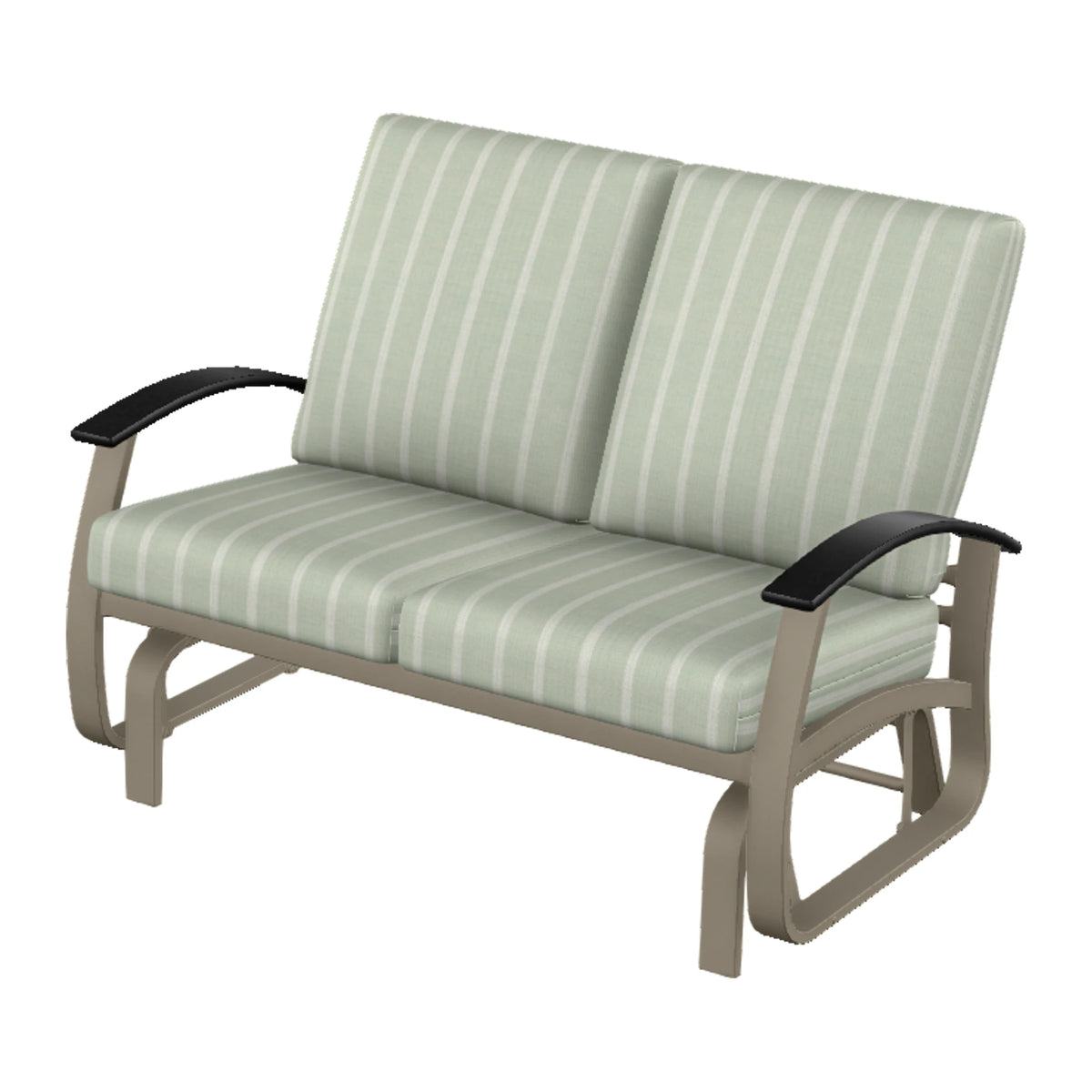 Belle Isle Cushion Loveseat Glider — Storm PC / Black Accents