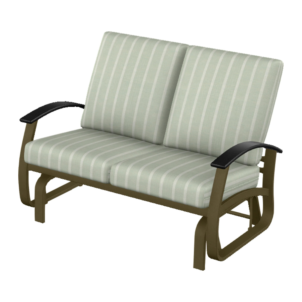 Belle Isle Cushion Loveseat Glider — Beachwood PC / Black Accents