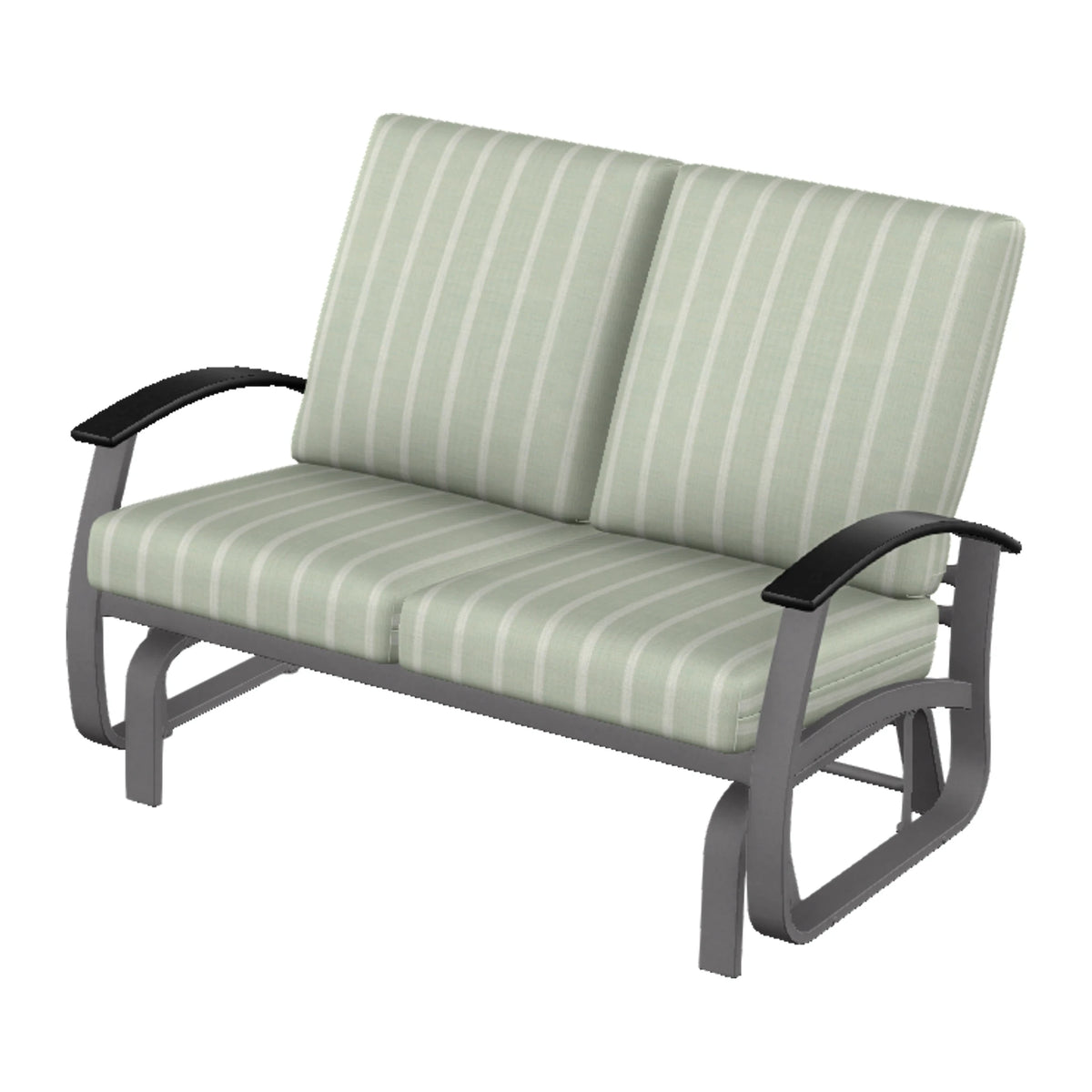 Belle Isle Cushion Loveseat Glider — Graphite Txt PC / Black Accents