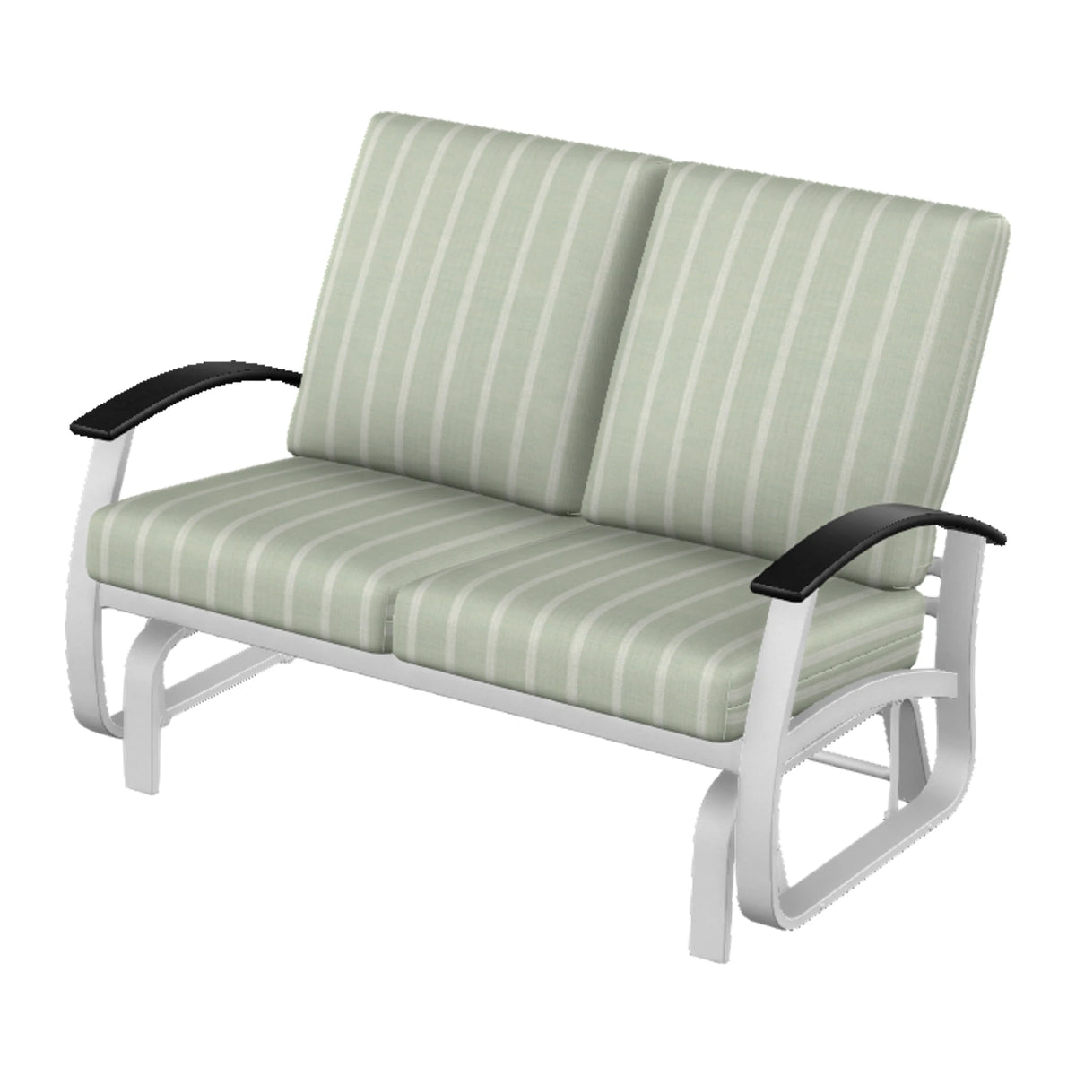 Belle Isle Cushion Loveseat Glider — White Txt PC / Black Accents