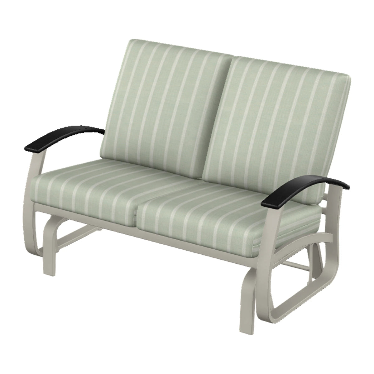 Belle Isle Cushion Loveseat Glider — Warm Grey PC / Black Accents