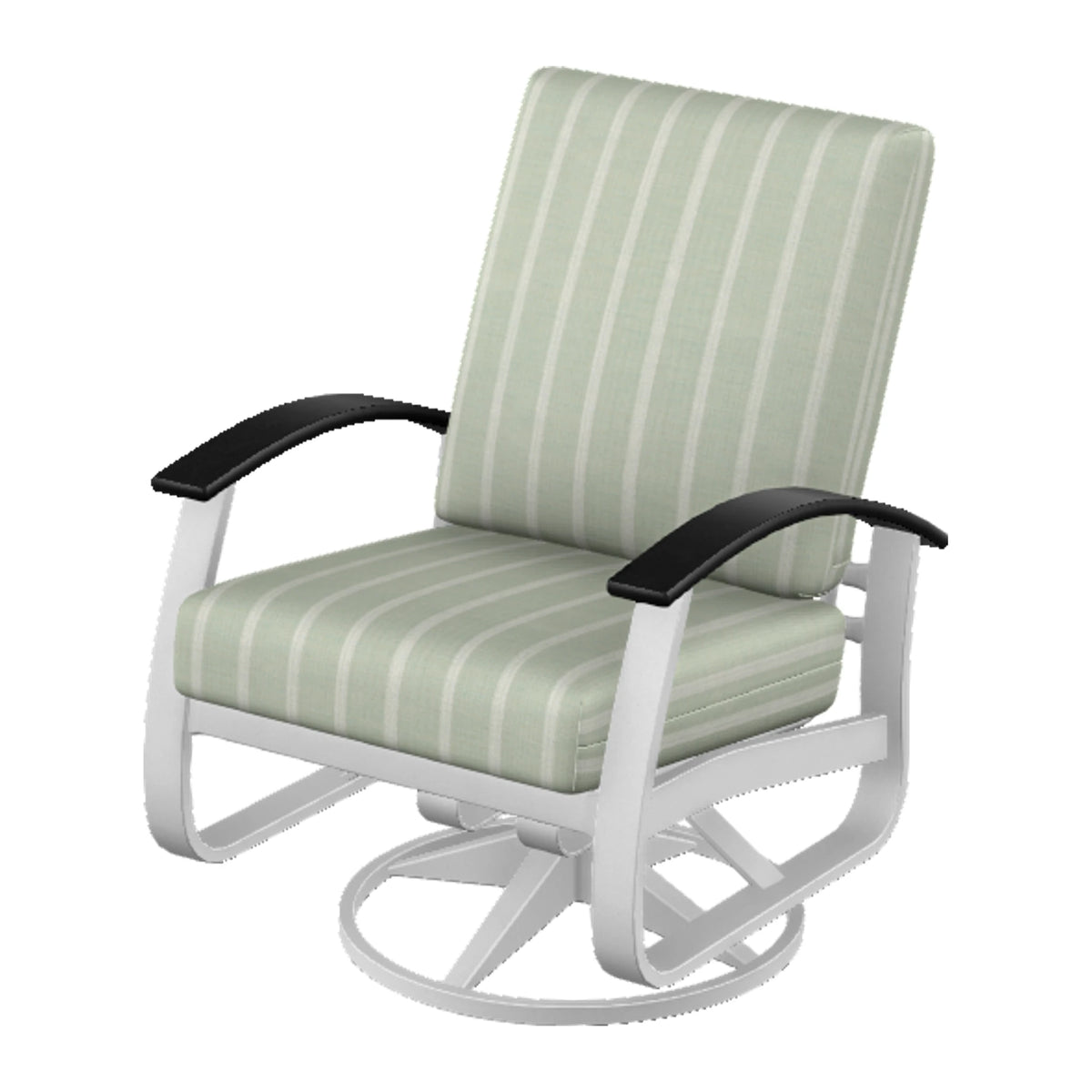 Belle Isle Cushion Swivel Rocker — White Txt PC / Black Accents