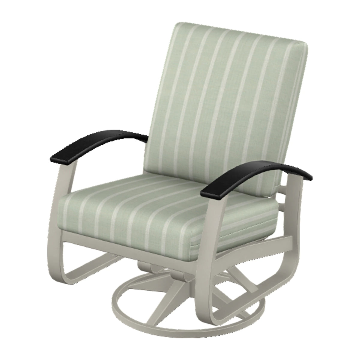 Belle Isle Cushion Swivel Rocker — Warm Grey PC / Black Accents