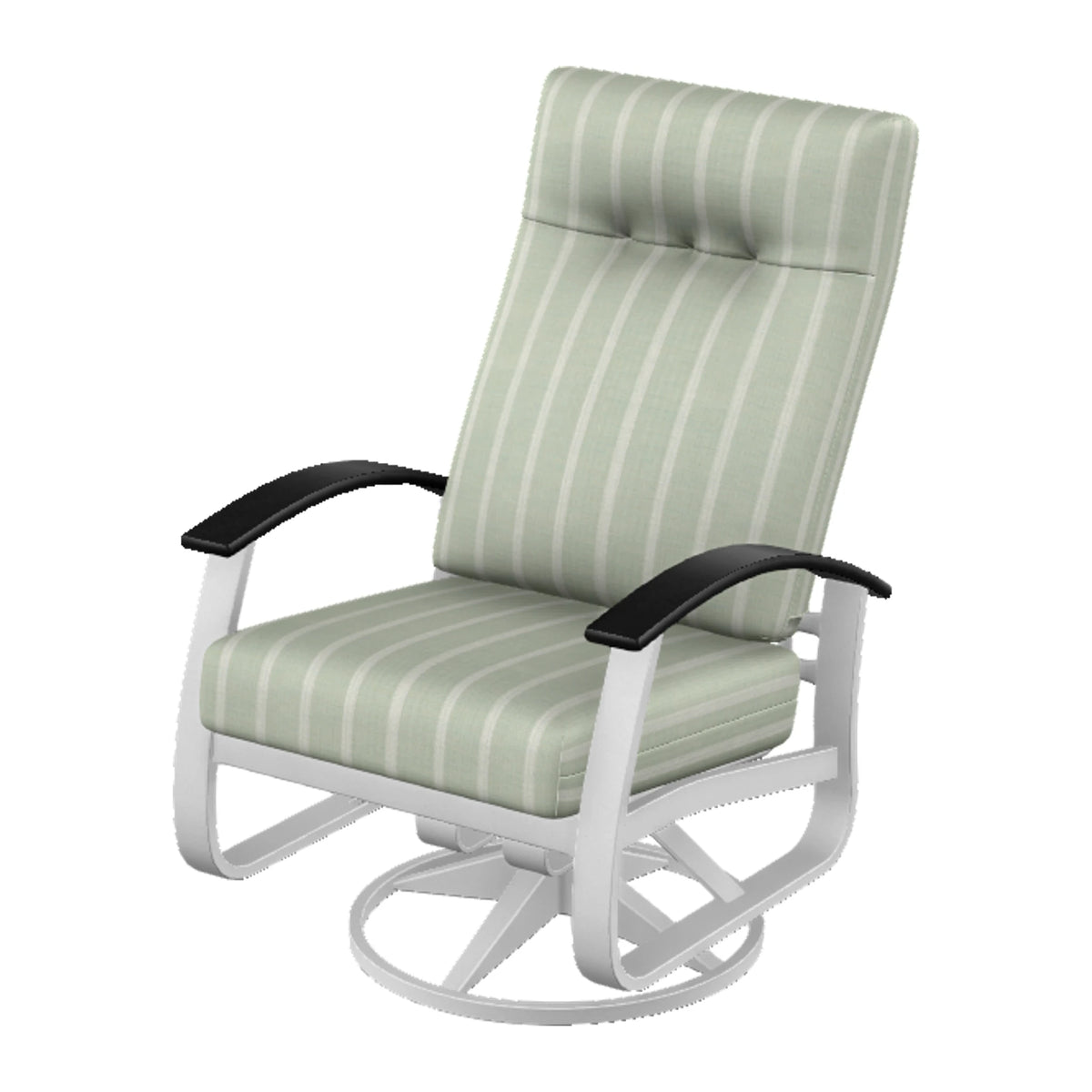 Belle Isle Cushion Supreme Height Swivel Rocker — White Txt PC / Black Accents