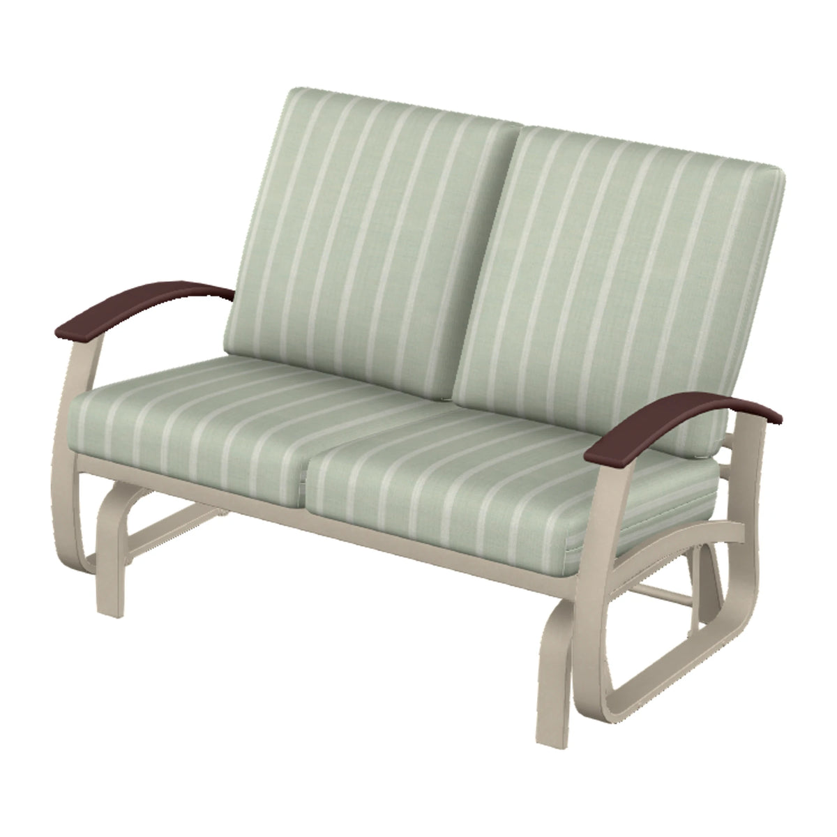 Belle Isle Cushion Loveseat Glider — Desert Sand PC / Cranberry Accents