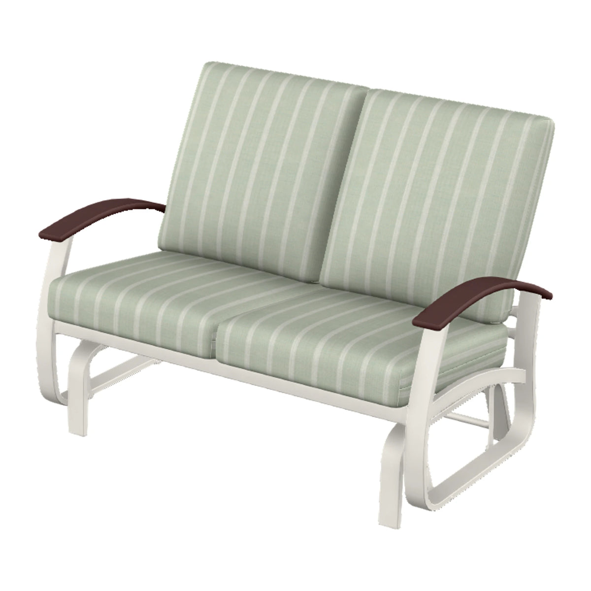 Belle Isle Cushion Loveseat Glider — Snow PC / Cranberry Accents