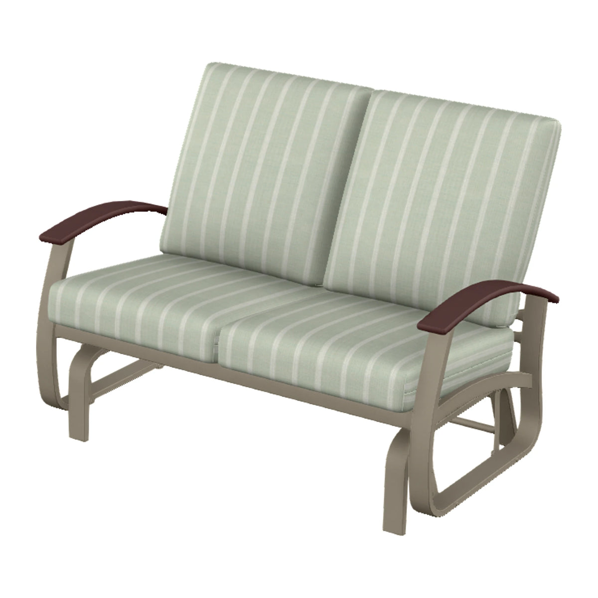 Belle Isle Cushion Loveseat Glider — Storm PC / Cranberry Accents