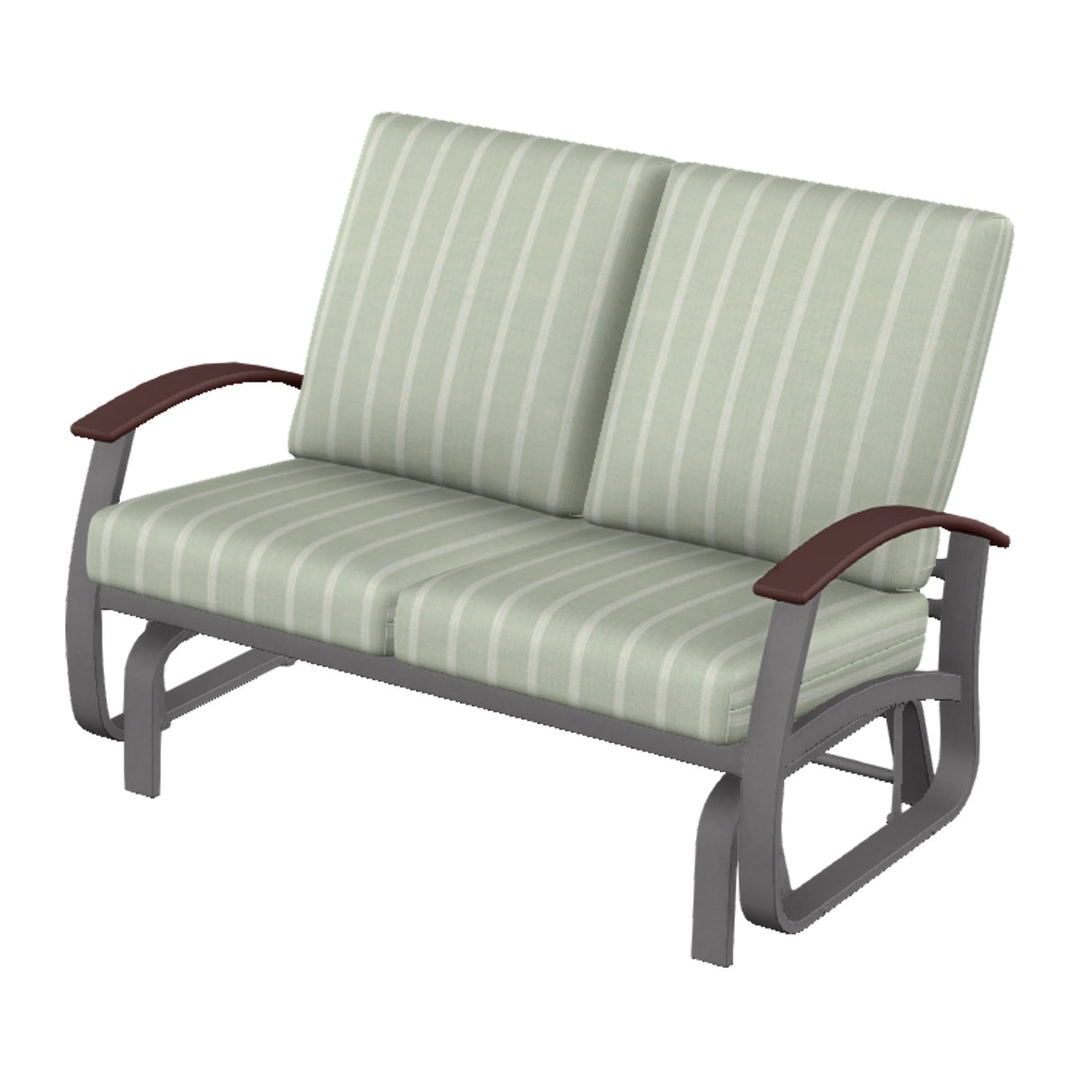 Belle Isle Cushion Loveseat Glider — Graphite Txt PC / Cranberry Accents