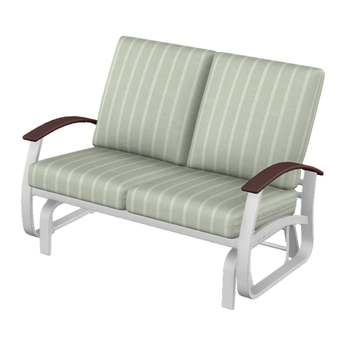 Belle Isle Cushion Loveseat Glider — White Txt PC / Cranberry Accents