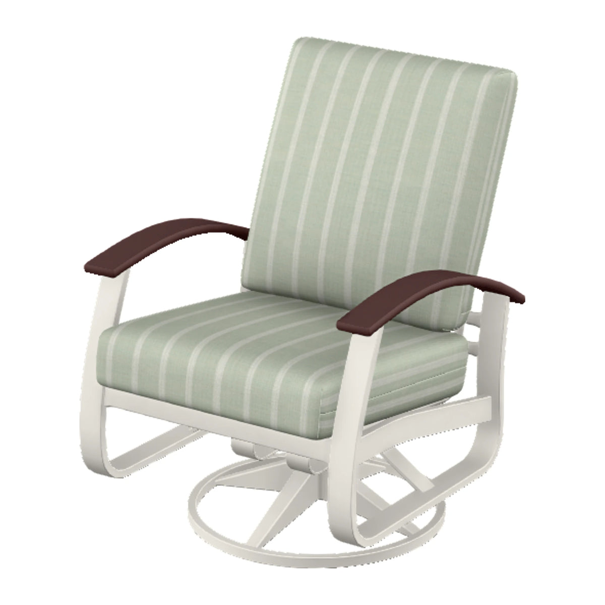 Belle Isle Cushion Swivel Rocker — Snow PC / Cranberry Accents