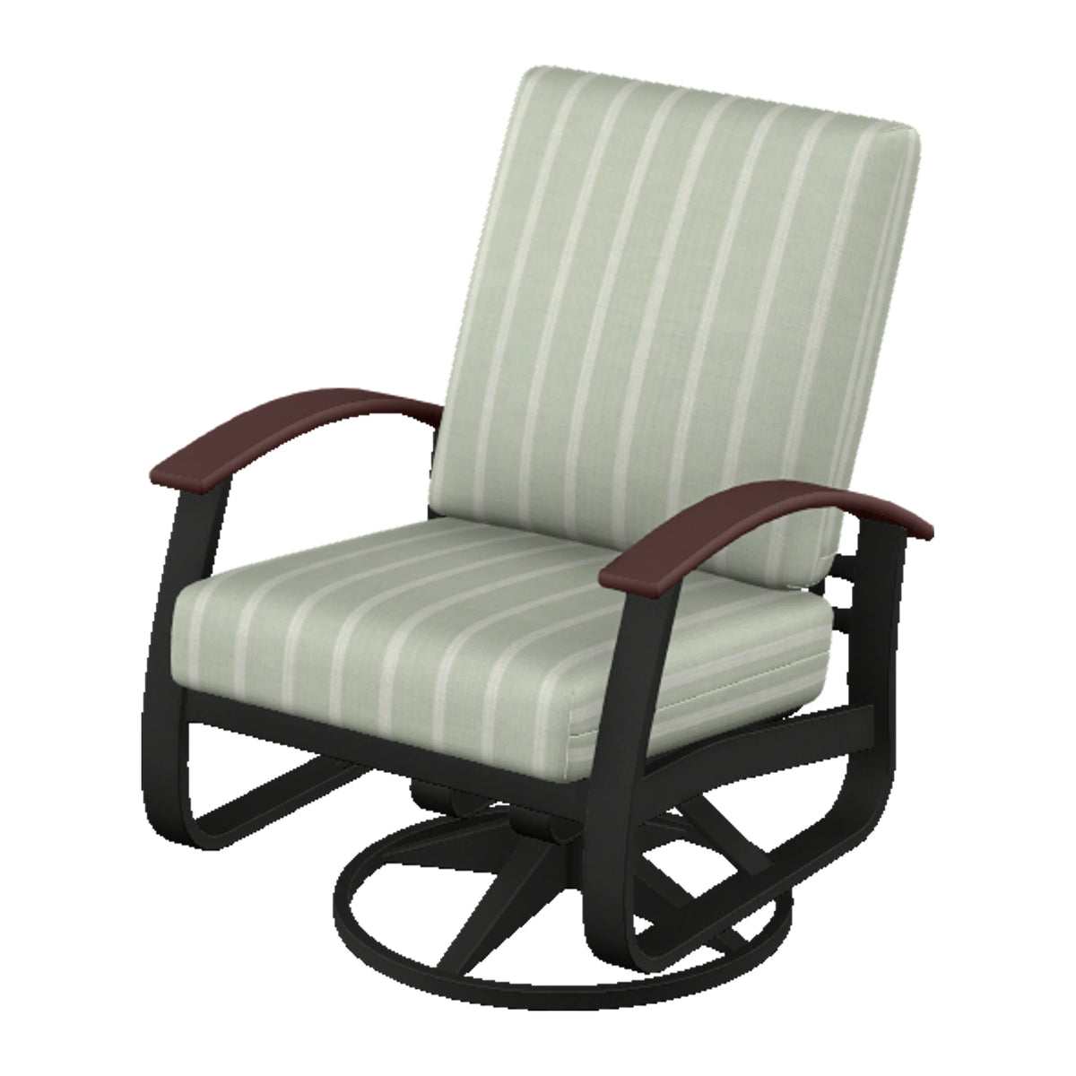 Belle Isle Cushion Swivel Rocker — Black PC / Cranberry Accents