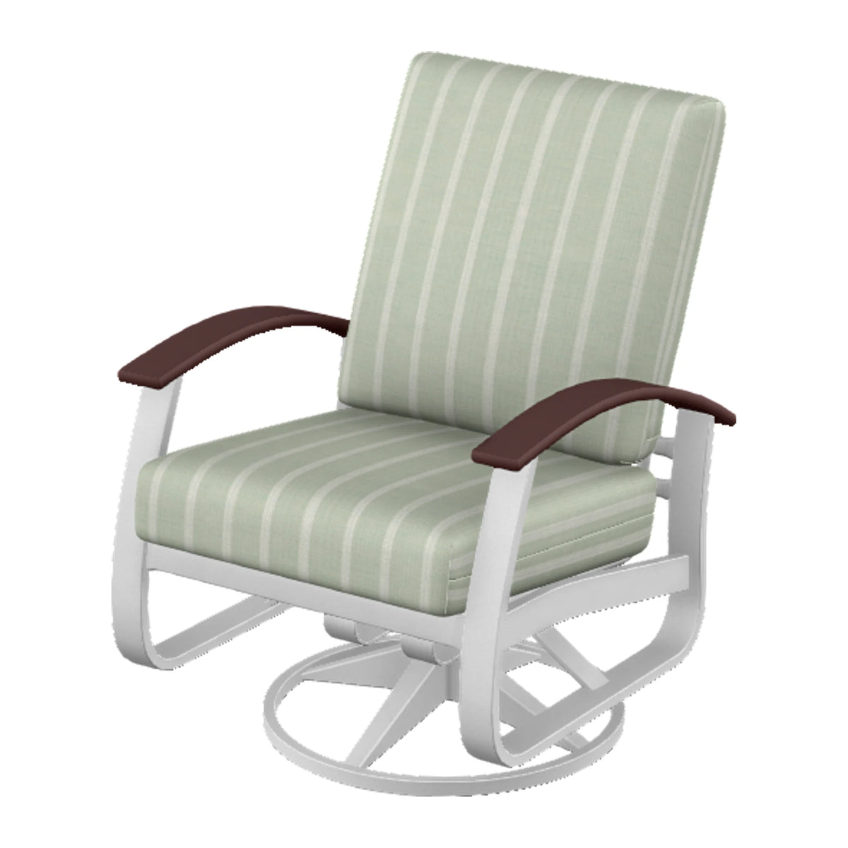 Belle Isle Cushion Swivel Rocker — White Txt PC / Cranberry Accents