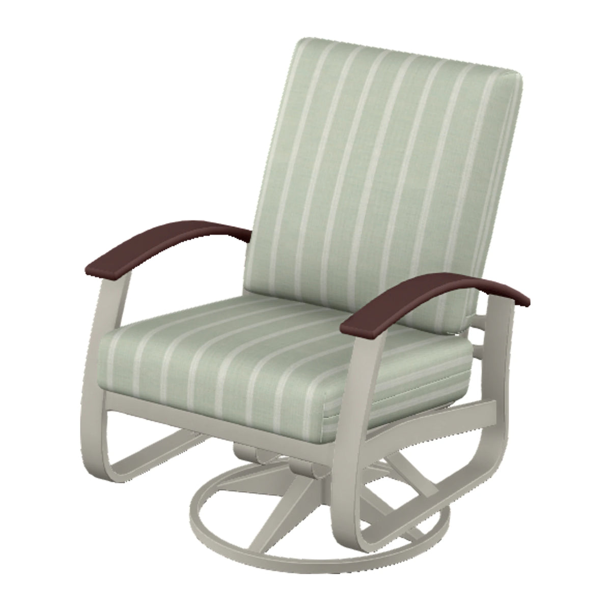 Belle Isle Cushion Swivel Rocker — Warm Grey PC / Cranberry Accents