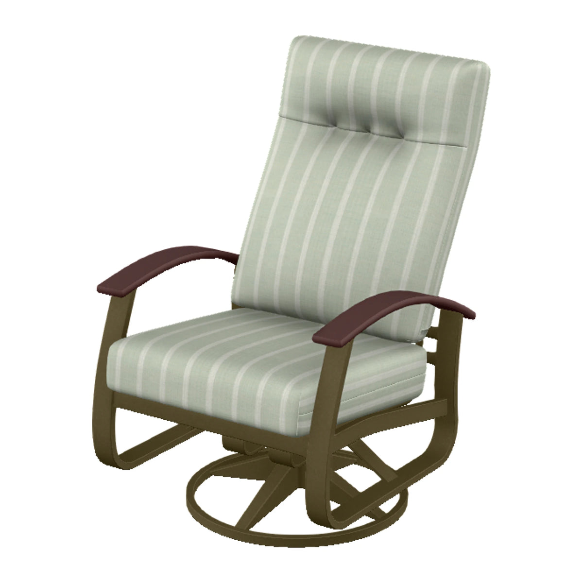 Belle Isle Cushion Supreme Height Swivel Rocker — Beachwood PC / Cranberry Accents