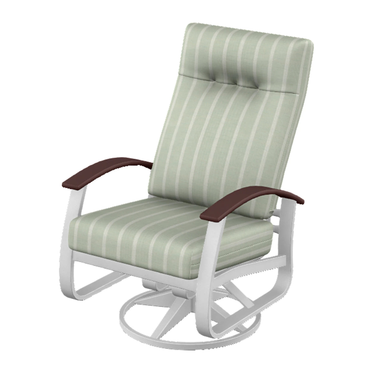 Belle Isle Cushion Supreme Height Swivel Rocker — White Txt PC / Cranberry Accents